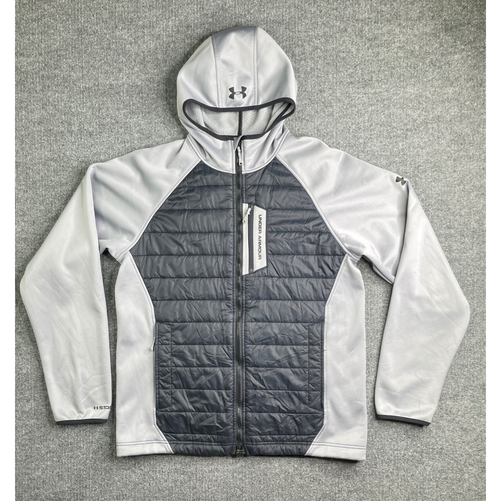 Under Armour Jacket Mens Large Gray ColdGear Infrared Hybrid Hoodie 1246886